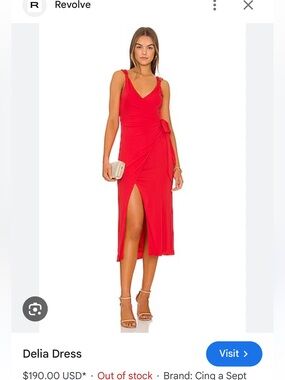 Cinq A Sept x REVOLVE NWT Women's Red Chili Pepper Delia Sleeveless Wrap Dress 4